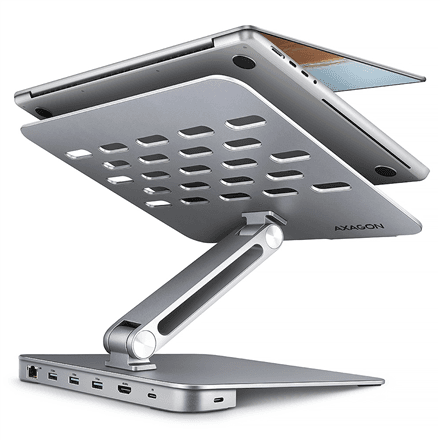 AXAGON Desk Mount | HMC-STND USB-C 5Gbps Stand and Hub 7in1 | Adjustable Height, Tilt | 10-16 " | Aluminum