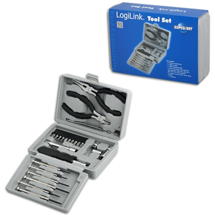Logilink | Tool Set, 25pcs | Incl. transport boxThe set includes6x micro screwdrivers1x micro cutter1x mini telephone plier1x bit screwdriver with extension10x bits (PH1, PH2, PZ1, PZ2, PZ5, PZ6, T10, T15, T20, adapto...