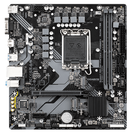 Gigabyte | B760M H DDR4 1.0 M/B | Processor family Intel | Processor socket LGA1700 | DDR4 DIMM | Memory slots 2 | Supported hard disk drive interfaces SATA, M.2 | Number of SATA connectors 4 | Chipset Intel B760 Expr...