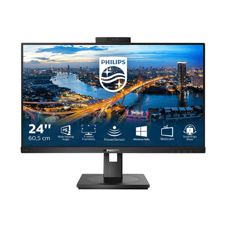 Philips | LCD Monitor with Windows Hello Webcam | 242B1H/00 | 23.8 " | IPS | FHD | 16:9 | 75 Hz | 4 ms | 1920 x 1080 pixels | 250 cd/m² | HDMI ports quantity 1 | Black