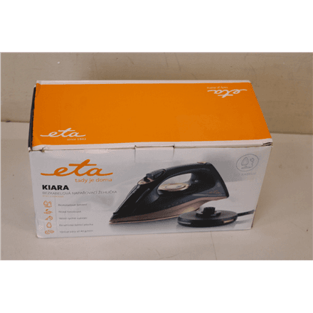 SALE OUT. ETA ETA127690000 Kiara Iron, Ceramic, 2200 W, Water tank 220 ml, Black | ETA | Iron | Kiara ETA127690000 | Cordless Steam Iron | 2200 W | Water tank capacity 220 ml | Continuous steam 40 g/min | Steam boost...
