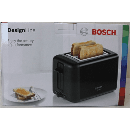 SALE OUT. | Bosch DesignLine Toaster | TAT3P423 | Power 970 W | Number of slots 2 | Housing material Stainless steel | Black | DAMAGED PACKAGING AND ITEM BODY