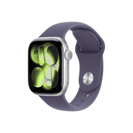 Apple Watch Series 11 GPS + Cellular 42mm Silver Aluminium Case with Purple Fog Sport Band - S/M | Apple