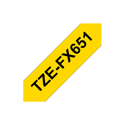 Brother | TZe-FX651 Flexible ID Laminated Tape | Black on Yellow | TZe | 8 m | 2.4 cm