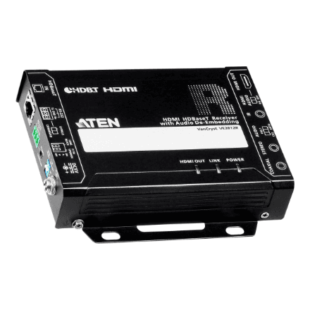 Aten | HDMI HDBaseT Receiver with Audio De-Embedding | VE2812R | 1xDC Jack (Power), 1xRJ-45 Female (Unit To Unit)