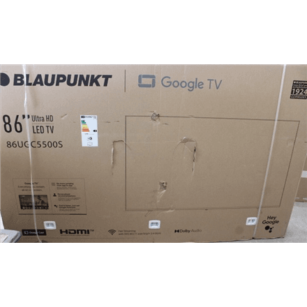 SALE OUT. Blaupunkt 86UGC5500S 86" (218 cm) 4K Ultra HD LED Google TV | SALE OUT. Blaupunkt LED TV | 86UGC5500S | 86 | Smart TV | Google TV | UHD | Black | DAMAGED PACKAGING