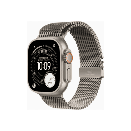 Apple Watch Ultra 3 GPS + Cellular 49mm Natural Titanium Case with Natural Titanium Milanese Loop - Medium | Apple