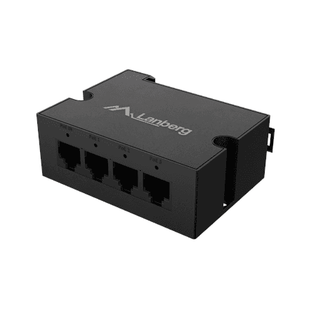Lanberg | Switch PoE Extender 1xIn 3xOut Gigabit Ethernet Din Rail BT 90W metal clips | DIN-GE4-BT-90W