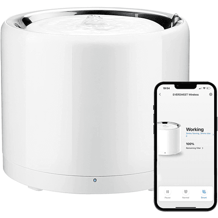 PETKIT | Smart Pet Drinking Fountain | Eversweet 3 Pro (Wireless Pump) | Capacity 1.8 L | Filtering | Material Stainless Steel, ABS | White