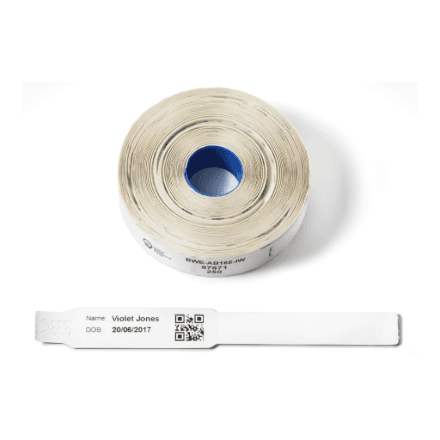 Brother BWE-AB165-IW Direct Thermal Wristbands for Infants (250 pcs per roll) | Brother