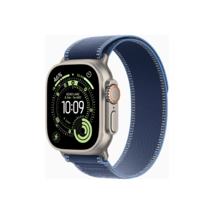 Apple Watch Ultra 3 GPS + Cellular 49mm Natural Titanium Case with Blue/Bright Blue Trail Loop - S/M | Apple