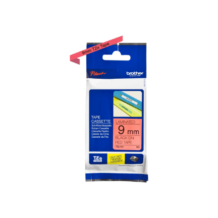 Brother | TZe-421 Laminated Tape | Black on Red | TZe | 8 m | 9 cm