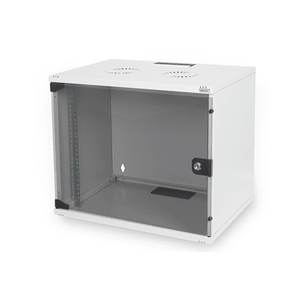 Digitus | 7U wall mounting cabinet | DN-19 07U-S-1 | Safety class rating IP20. Lockable safety-glass door. 200° door opening angle. Front door: Glass door, single opening. Unmounted 370x540x400 mm | Grey