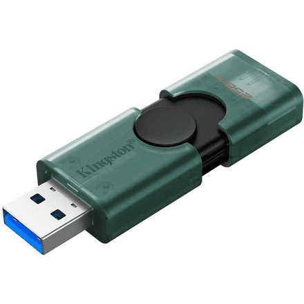 Kingston USB Flash Drive | DataTraveler Duo | 256 GB | USB Type-C/Type-A | Black/Green