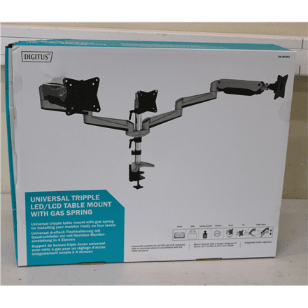 SALE OUT. DIGITUS Triple monitor mount, 3x 27", 3x 6 kg | Digitus Desk Mount | Triple Monitor Gas Spring Mount DA-90363 | Adjustable Height, Tilt, Swivel | 15-27 " | Maximum weight (capacity) 3x6 kg | DAMAGED PACKAGIN...