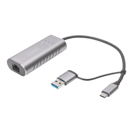 Digitus | USB Type-C Gigabit Ethernet Adapter 2.5G, USB-C + USB A (USB3.1/3.0) | DN-3028 | USB3.0/USB C 3.1 to 2.5G Ethernet Adapter