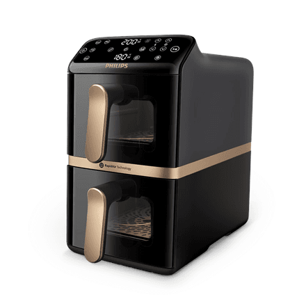 Philips Dual Basket Airfryer | NA462/70 4000 Series | Power 2750 W | Capacity 10 L | Rapid Air technology | Black