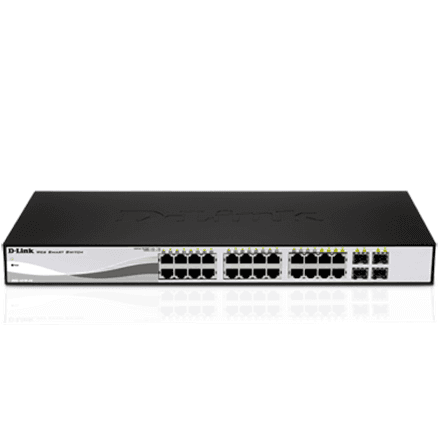 D-LINK DGS-1210-20, Gigabit Smart Switch with 16 10/100/1000Base-T ports and 4 Gigabit MiniGBIC (SFP) ports, 802.3x Flow Control, 802.3ad Link Aggregation, 802.1Q VLAN, 802.1p Priority Queues, Port mirroring,, Jumbo F...