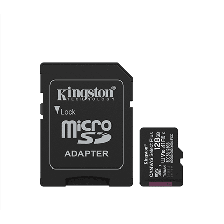 Kingston Canvas Select Plus | 128 GB | microSD | Flash memory class Class 10, UHS-I, U1/U3, video class 10/30, A1