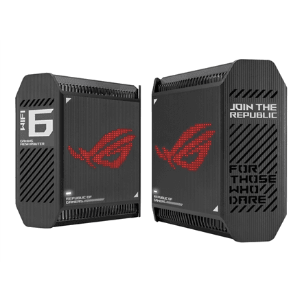 Asus | Wifi 6 802.11ax Tri-band Gigabit Gaming Mesh System | GT6 ROG Rapture (2-Pack) | 802.11ax | 574+4804+4804 Mbit/s | 10/100/1000 Mbit/s | Ethernet LAN (RJ-45) ports 3 | Mesh Support Yes | MU-MiMO Yes | No mobile...