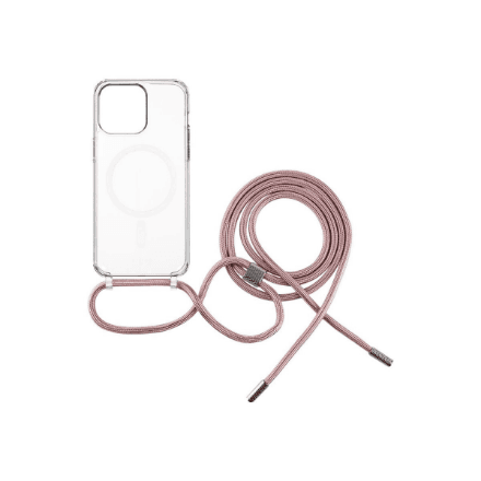 Fixed | MagPure Neck | Back Cover with Lanyard | Apple | iPhone 16 Plus | TPU | Clear, Pink