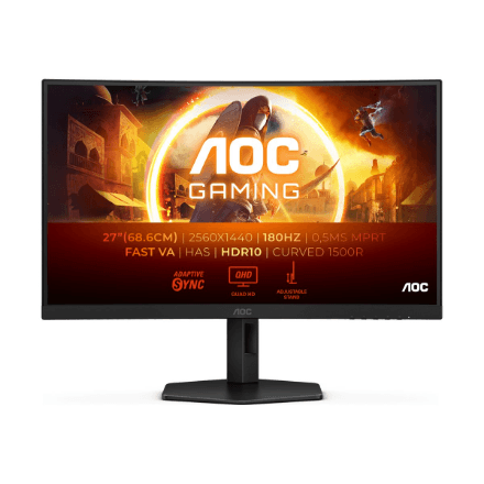 AOC | CQ27G4X | 27 " | VA | QHD | 16:9 | 180 Hz | 1 ms | 2560 x 1440 pixels | 300 cd/m² | HDMI ports quantity 2 | Warranty 36 month(s)