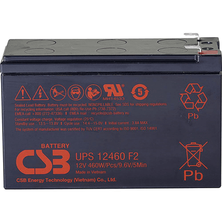 CSB Battery Battery 12V, 9Ah, AGM | UPS12460F2 | 460 W