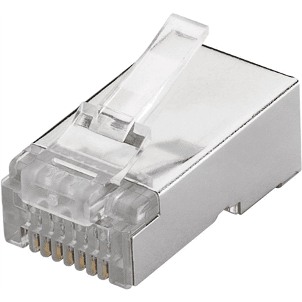 Goobay 93829 RJ45 plug, CAT 6 STP shielded | for round cable for stranded and solid inner conductor Technical specifications Connections Connection, type RJ45 male (8P8C) Connection, contact material gold-plated 15µ C...