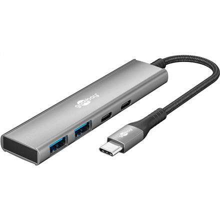 Goobay Slim 4-Port USB Hub, USB-C to USB-C/USB-A, 5 Gbit/s | 76563