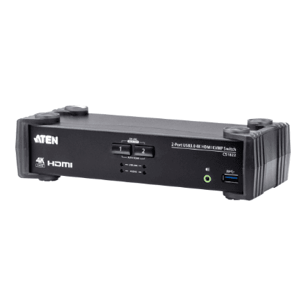 Aten | 2-Port USB 3.0 4K HDMI KVMP Switch with Audio Mixer Mode | CS1822