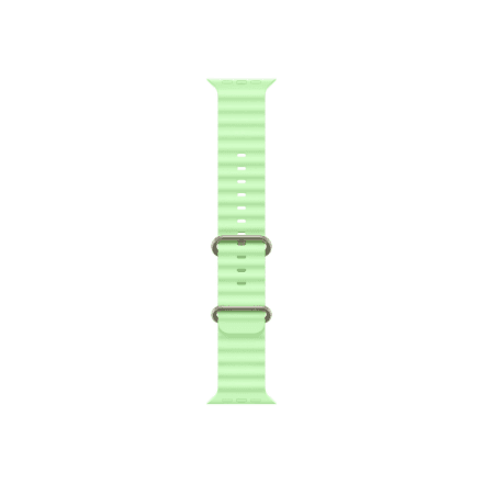 Apple | 130-200 mm | 49mm Neon Green Ocean Band - Natural Titanium Finish