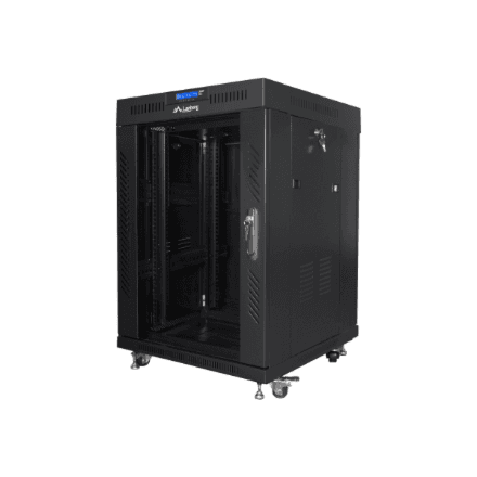 Lanberg | Rack cabinet 19" free-standing 15U/600x600 (flat pack) with glass door, LCD | FF01-6615-12BL | Black
