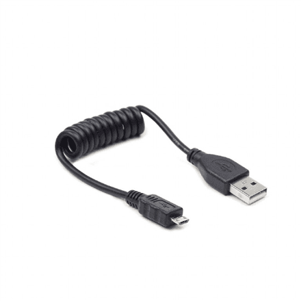 Cablexpert Coiled Micro-USB cable, 0.6 m, black | Cablexpert