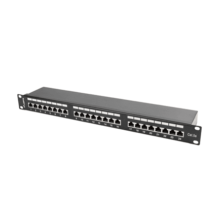 Lanberg | Patch Panel 24 Port 1U 19" CAT.5E FT with Cable Organizer Shielded | PPS5-1024-B | Black