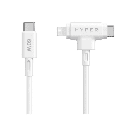 Hyper | HyperJuice Silicone USB-C to USB-C and Lightning Hybrid 60W Cable