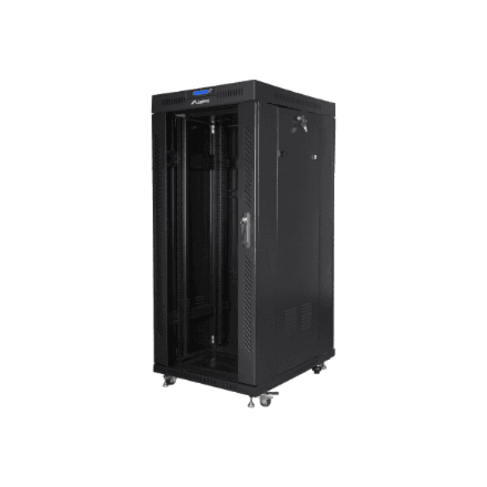 Lanberg | Rack cabinet 19" free-standing 27U/600x800 (flat pack) with glass door, LCD | FF01-6827-12BL | Black
