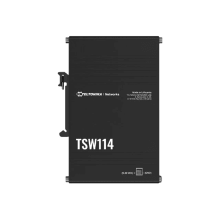 Teltonika | DIN Rail Switch | TSW114 | Unmanaged | Wall-mountable | Gigabit Ethernet (copper) ports quantity 5 | Power supply type 2-pin industrial DC power socket