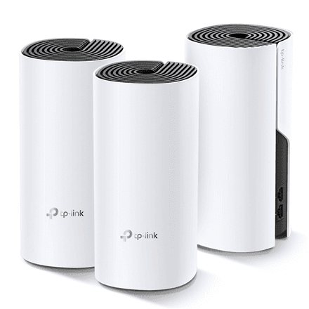 TP-LINK | Whole Home Mesh Wi-Fi System | Deco E4 (3-pack) | 802.11ac | 867+300 Mbit/s | 10/100 Mbit/s | Ethernet LAN (RJ-45) ports 2 | Mesh Support Yes | MU-MiMO No | No mobile broadband | Antenna type 2xInternal