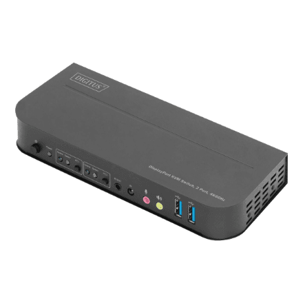Digitus | KVM Switch, 2-Port, 4K60Hz, 2 x DP in, 1 x DP/HDMI out | DS-12850