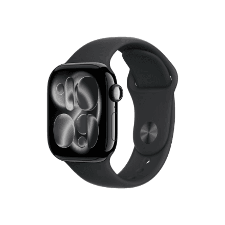 Apple Watch Series 11 GPS + Cellular 42mm Jet Black Aluminium Case with Black Sport Band - S/M | Apple