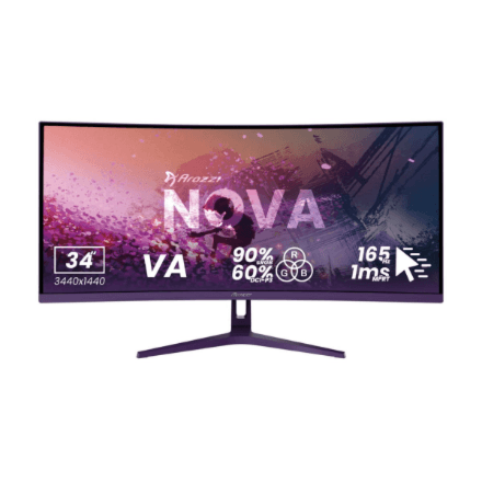 Arozzi | Nova | 34 " | VA | UWQHD | 21:9 | 165 Hz | 1 ms | 3440 x 1440 pixels | 350 cd/m² | HDMI ports quantity 2 | Purple
