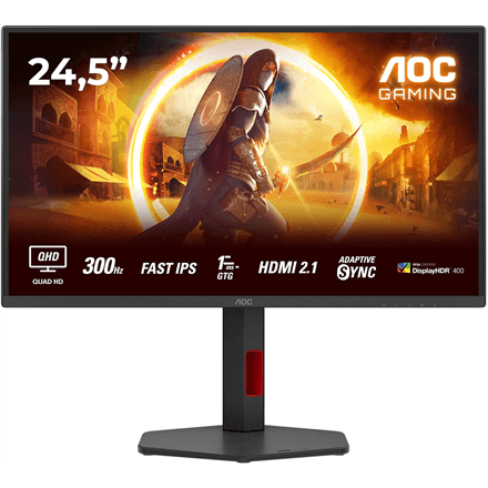 AOC | Q25G4SR | 24.5 " | Fast IPS | QHD | 16:9 | 300 Hz | 1 ms | 2560 x 1440 pixels | 400 cd/m² | HDMI ports quantity 2 | Black