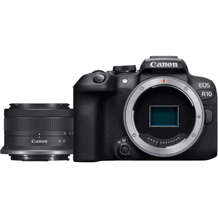 Canon | D.CAM EOS R10 RF-S 18-45 IS STM EU26 | Megapixel 24.2 MP | Image stabilizer | ISO sensitivity (max) 32000 | Wi-Fi | Video recording | Manual | CMOS | Black