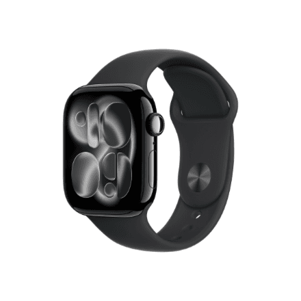 Apple Watch Series 11 GPS + Cellular 42mm Jet Black Aluminium Case with Black Sport Band - M/L | Apple