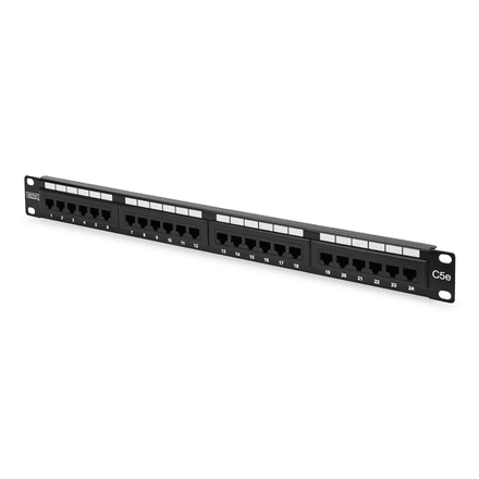 Digitus | Patch Panel | DN-91524U | 48.2 x 4.4 x 10.9 cm | Category: CAT 5e; Ports: 24 x RJ45; Retention strength: 7.7 kg; Insertion force: 30N max | Black