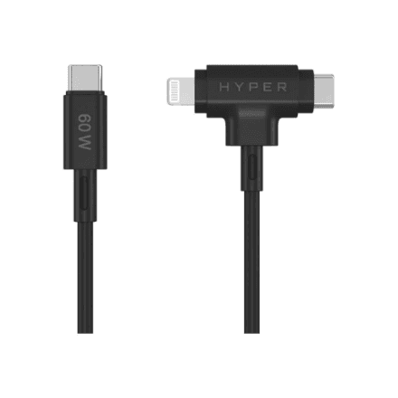 Hyper | HyperJuice Silicone USB-C to USB-C and Lightning Hybrid 60W Cable