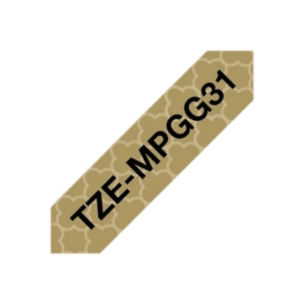 Brother | TZe-MPGG31 | Black On Gold Pattern | TZe