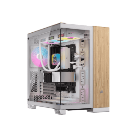 Corsair Dual Chamber PC Case | 6500X | White/Bamboo wood | Mid Tower