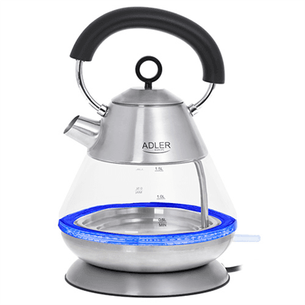 Adler | Kettle | AD 1282 | Electric | 1850 W | 1.5 L | Glass | 360° rotational base | Stainless Steel