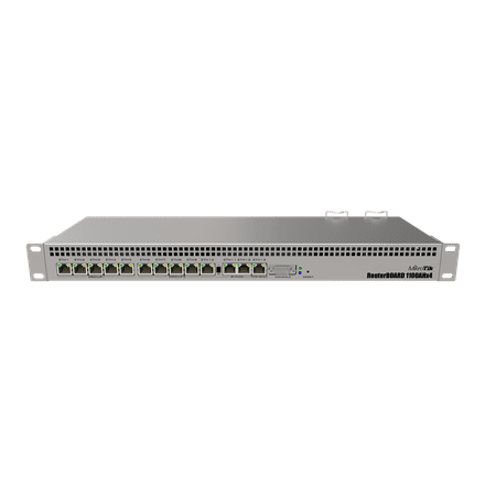 Mikrotik Wired Ethernet Router RB1100x4, 1U Rackmount, Quad core 1.4GHz CPU, 1 GB RAM, 128 MB, 13xGigabit LAN, 1xSerial console port RS232, PCB Temperature and Voltage Monitor, IP20, RouterOS L6 | MikroTik | Wired Eth...